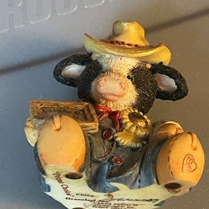 Cowboy Cow Figurine by Mary